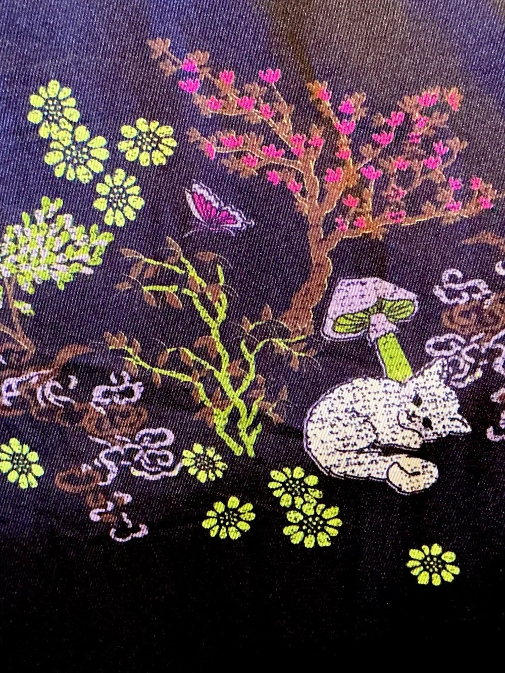 Urban Outfitters Cottagecore Fairycore Whimsigoth Mushroom Cat Floral Dress L - Picture 5 of 11